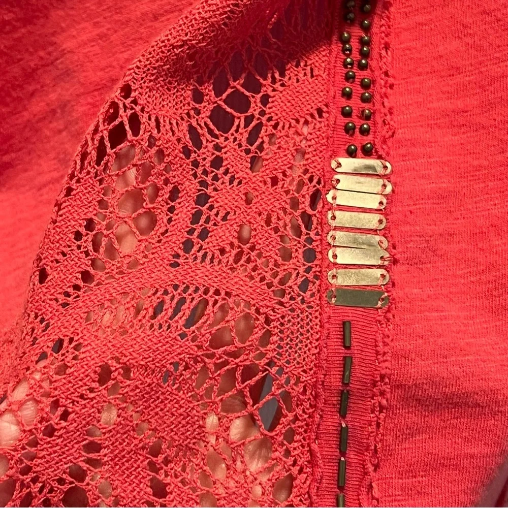 GIMMICKS BY BKE tank top size small cotton lace embellished back cutout - Picture 5 of 12